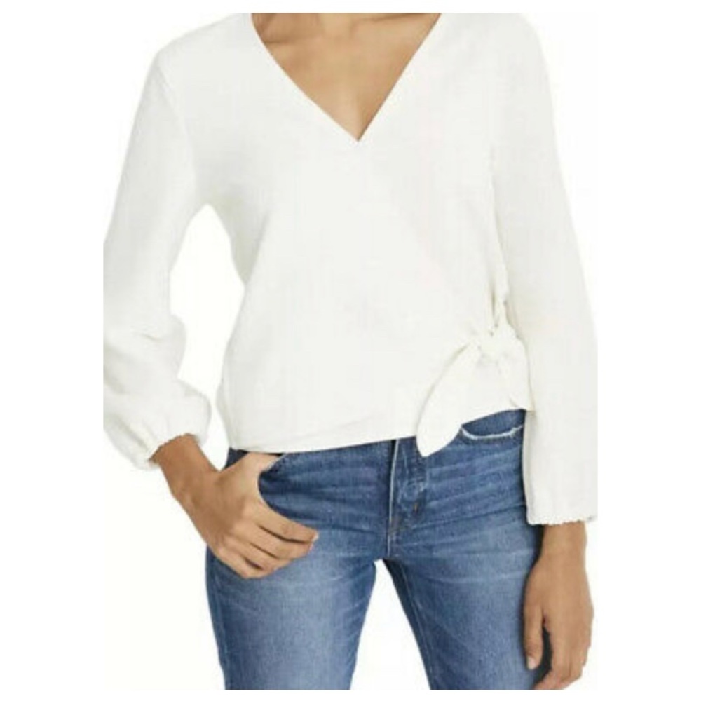 SOLD Madewell Texture and Thread Crepe Wrap Top in cream/ off white
